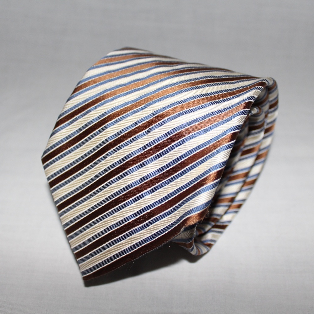 Pal Zileri gold, cream, blue, striped tie 3.5x58"